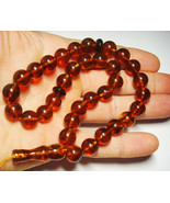 Islamic 33 Prayer Beads Genuine Baltic Amber Misbaha Tasbih pressed  B625 - £93.45 GBP