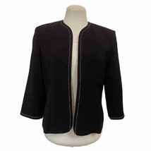 Positive Attitude Open Front Black Blazer Women&#39;s Size 4 Petite 3/4 Sleeves - £15.50 GBP