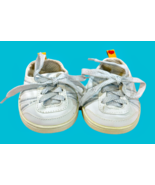 Build a Bear White Sneakers Shoes Sparkly Silver Stripes Laces Tennis Gym - £3.83 GBP