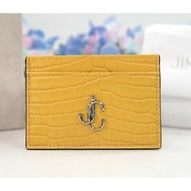 Jimmy Choo Umika Dark Sun Yellow Croc Leather Card Case Holder Wallet NWT - £232.76 GBP