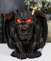 Gothic Winged Vampire Gargoyle With Translucent Eyes Candle Holder Figurine - £30.36 GBP
