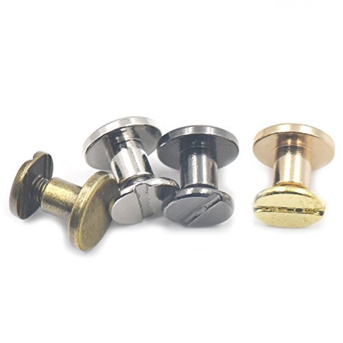 Bluemoona 20 Sets - 9x6.5mm Brass Button Chicago Rivets Studs Screw Screwback Le