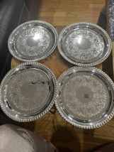Set -4 Decorative Silverplated Serving Trays/charger plates - $44.55