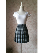 Black White Short Plaid Skirt Women Girl Plus Size Mini Tartan Skirt - $28.99