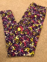 LuLaRoe OS Daisy Floral Trellis Lattice Purple medallion Leggings Geometric #78 - £14.94 GBP