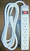 eXtra Long 8 ft Cord POWER STRIP White 6 Outlets ac extension grounded P... - $32.11