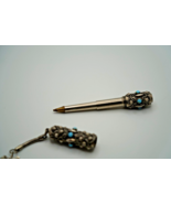 Vintage Silver Turquoise Colored Accent Telescoping Pen Key Chain 5&quot; - €12,38 EUR