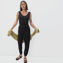 Everlane The French Terry Jumpsuit Sleeveless Drawstring Pockets Black XS - £45.88 GBP