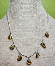 Vintage Tigers Eye 7 Stone Gold Tone 23.5" Necklace - $52.99