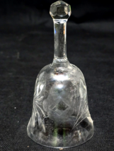 Vintage 5.25&quot; Etched Crystal Bell &amp; Clapper - Rose &amp; Stem Cut - Unknown ... - $15.82