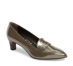 AGL Penny Loafer Pumps Pointy ,Taupe Shimmer Patent 40.5  9-9.5 US - £34.96 GBP