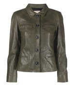 Zadig &amp; Voltaire Liam Perm Leather Jacket Coat Moss $798, Sz S, NWT! - $7,481.72 MXN