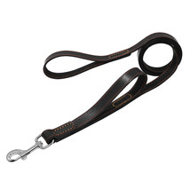 Shwaan Leather Dog Leash 6ft Long Heavy Duty with 2 Padded Traffic Lead Handles - £46.98 GBP