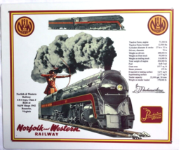 NORFOLK &amp; WESTERN CLASS J #611 SIGN / Railroad, train, wall, art - £22.49 GBP