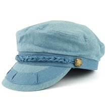 Trendy Apparel Shop 100% Cotton Greek Style Fisherman Hat with Rope Band - Denim - £23.97 GBP