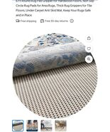 Non Slip Rug Pad Gripper Round 6 Feet Extra Thick Carpet Pads for Area R... - $21.56