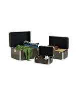13 x 23.25 x 14 in. Faux Leather Storage Trunk Black - Set of 3 - $172.46
