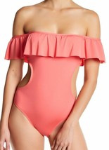 Laundry By Design Pink One Piece Openback Rufflle Shoulder Swimsuit Wome... - $33.85