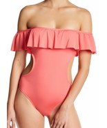 Laundry By Design Pink One Piece Openback Rufflle Shoulder Swimsuit Wome... - $47.95 CAD