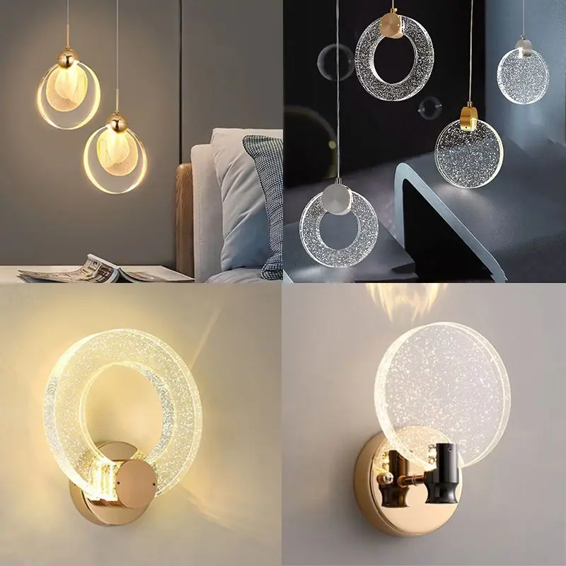 Nordic LED Bedside Pendant Lights Alloy+Crystal Hanging Lamps Living Dining Room - $67.55+