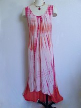 Boston Proper Maxi Dress w High Low Hem M Hot Pink Orange Tie Dye Sleeveless - £22.36 GBP