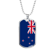 New Zealand Flag Necklace Stainless Steel or 18k Gold Dog Tag 24&quot; Chain - £37.32 GBP+