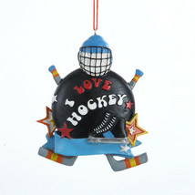 Kurt Adler Resin &quot;I Love Hockey&quot; Hockey Theme Christmas Ornament - £7.71 GBP