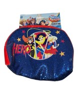DC Comics Wonder Woman Makeup Bag Glitter Logo Water Proof Zipper 5&quot; X 8.5&quot; - $15.50 CAD