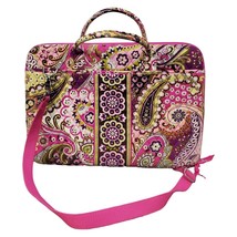 Vera Bradley Laptop Bag Women Pink Paisley Quilted Carry On Adjustable Strap EUC - £29.56 GBP