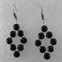 925 Sterling Silver Black Onyx Gemstone Handmade Dangle Earrings HerGift ES-1222 - £35.04 GBP