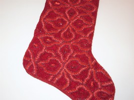 Kim Seybert Beaded Holiday Red Christmas stocking NEW - £52.68 GBP