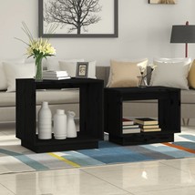 Nesting Coffee Tables 2 pcs Black Solid Wood Pine - £28.19 GBP