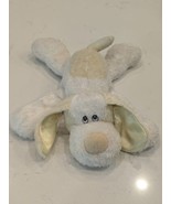 Aurora Baby White Puppy Dog Plush Yellow Satin Ears 14&quot; Stuffed Animal S... - $59.99