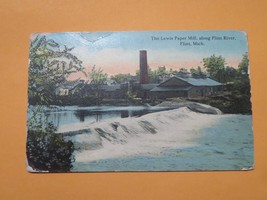 Postcard (1910) Flint Michigan The Lewis Paper Mill Along Flint River (T... - £11.98 GBP