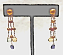Authentic! MARCO BICEGO 18k Yellow Gold Paradise Mix Gemstone 3 Row Dangle Drop - £949.45 GBP
