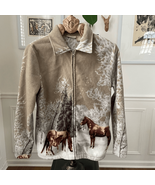 Vintage Full Zip Fleece Winter Horse Snow Scene S - €27,80 EUR