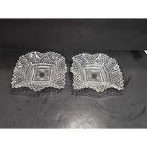 Indiana Glass Diamond Point Dishes, Vintage Ruffled Edge, Square Glass S... - $11.87