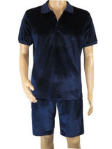 Men 2pc Stacy Adams leisure jogging suit Shorts Set Summer 3820 Navy Velvet image 2