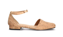 Vegan ballerina with flat heel ankle strap buckle open side made on natural cork - £93.98 GBP