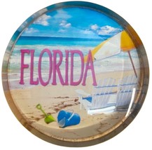 Small Florid Beach  Round Glass Fridge Magnet - £5.56 GBP