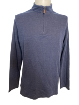 Mizzen + Main Heathered Blue Long Sleeve 1/4 Zip Knit Pullover Size L - $47.49
