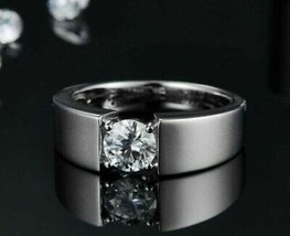 Anillo de compromiso unisex con diamante de imitación de talla redonda d... - £125.64 GBP