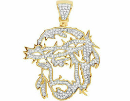 0.73CT Round Cut Diamond VVS1/D Cutout Jesus Face Pendant 14k Yellow Gold Over - £87.78 GBP