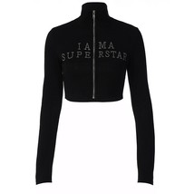 YOZOU 2022 Black Long Sleeve Zip Up Hoodie s Streetwear Y2k Sweatshirt Women Fem - £90.78 GBP