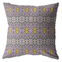 18 Purple Yellow Geofloral Indoor Outdoor Zippered Throw Pillow - £55.28 GBP
