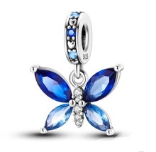 New S925 Butterfly Murano Dangle Charm for Bracelet Necklace - £8.56 GBP