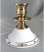 COOPER CRAFT Brass and Ceramic Floral Candlestick Holder (3.75&quot; tall) - £9.11 GBP