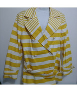 Jones New York Signature Womens Yellow White Striped Jacket Coat Stretch XL - £34.08 GBP