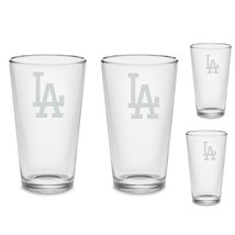 SET Los Angeles Dodgers Pint Beer Glasses Etched Tumblers Drinkware - £34.16 GBP+