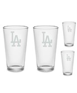 SET Los Angeles Dodgers Pint Beer Glasses Etched Tumblers Drinkware - £33.34 GBP+
